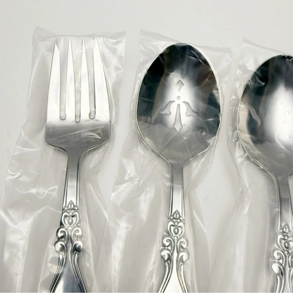 Wallace Peacock 5 Piece Serving Hostess Set Stainless Steel 18/10 NEW